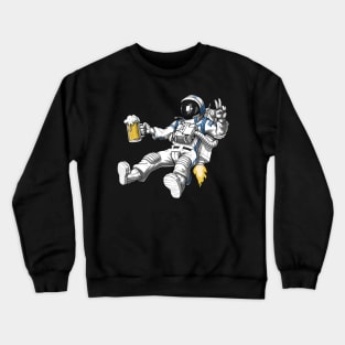 Space Astronaut Drinking Beer Crewneck Sweatshirt